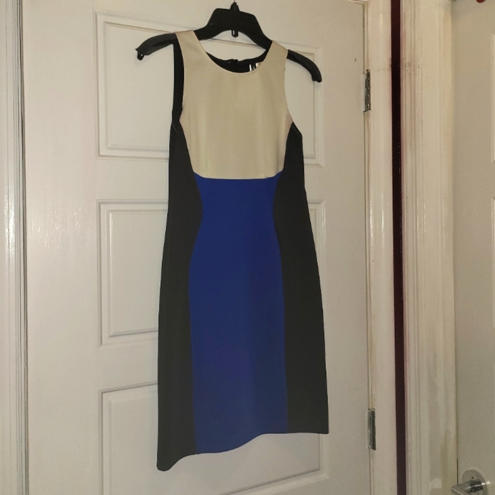 NWT Julian Taylor Black dress w/blue and white silhouette